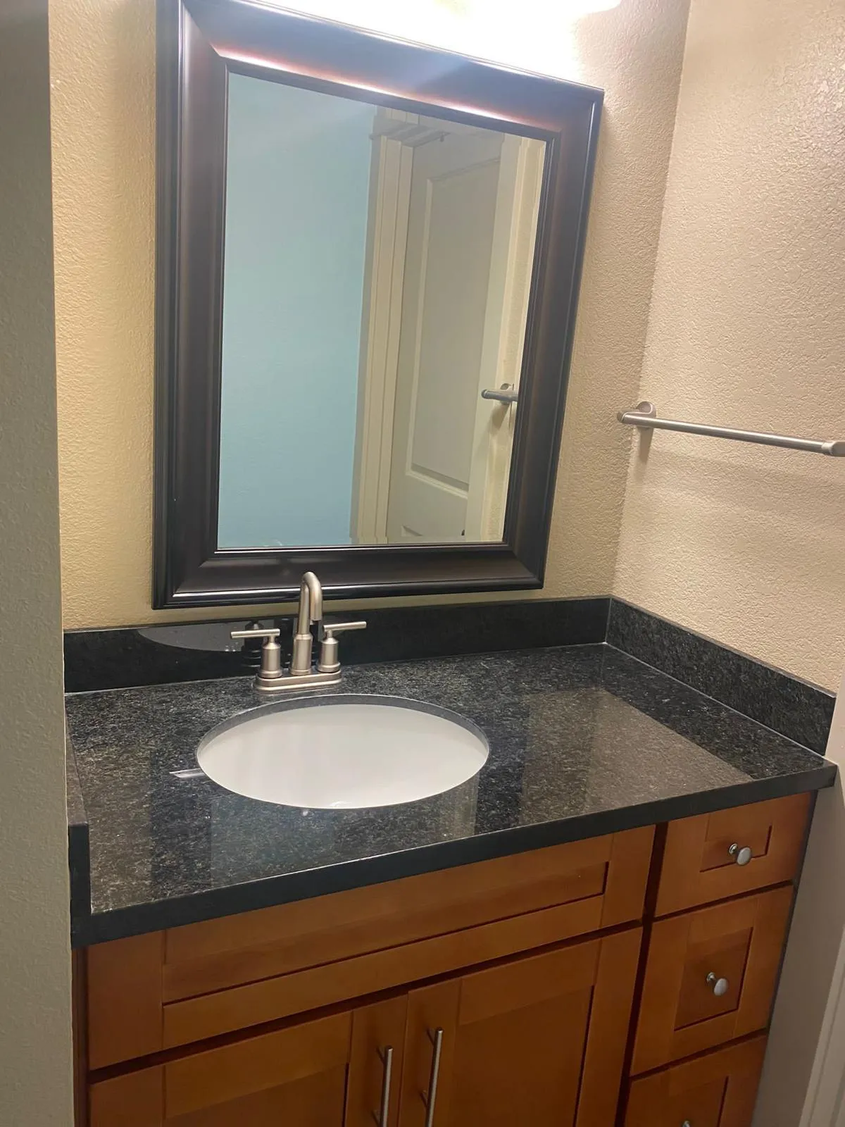 Bathroom vanity, freshly cleaned